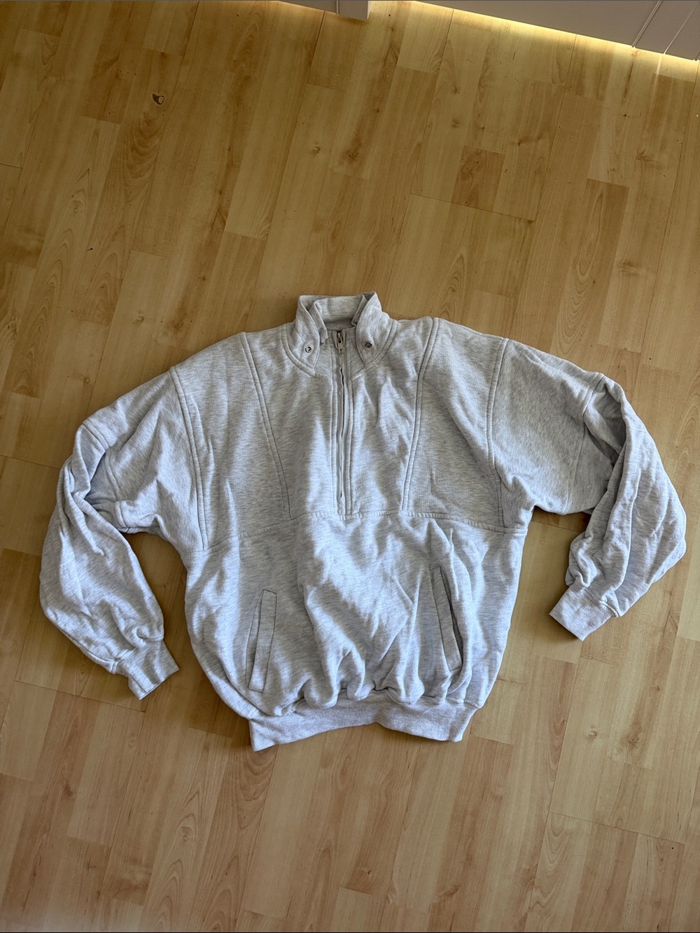 Joah Brown Retro Half Zip Pullover Sweater Light Gray